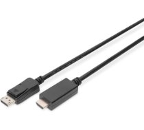 Digitus Displayport 1.2 adaptera kabelis ar aizbīdni 4k 60hz uhd tipa dp / hdmi am / m melns 3m