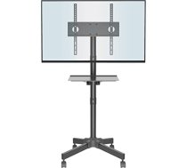 BONTEC mobilās televīzijas statīvs uz riteņiem 23-60 collu plazmas/LCD/LED televizoram, pārnēsājams TV statīvs ar klēpjdatora plauktu, regulējama augstuma ripojoša TV ratiņi līdz 25 kg, maks. VESA 400 x 400 mm