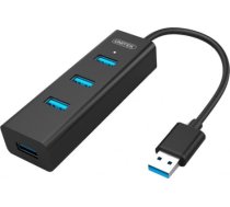 Unitek 4x usb 3.0 centrmezgls; bc1,2; melns