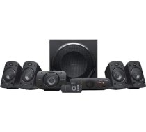 Logitech Z906 5.1 skaņas sistēma, skaļruņi ar 1000 vatu telpisko skaņu, THX, vairākas audio ieejas, tālvadības pults, Lielbritānijas spraudnis, dators / PS4 / Xbox / stereo / TV / tālrunis / planšetdators - melns