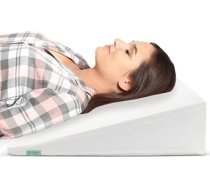Dynmc You Wedge spilvens, gultas reflukss, 90 cm matrača ķīlis ar kokvilnas pārvalku, Oeko Tex 100 — atteces spilvens ērtai un veselīgai gulēšanai — lasīšanas spilvena gultas ķīlis (balts)