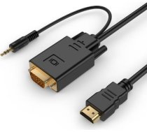 HDMI uz VGA mini ligzdas pārveidotājs 1,8 m melns
