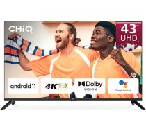 CHIQ H7C 43 collu UHD televizors, 4K Smart TV, bezrāmju dizains, HDR, Chromecast, Netflix/Prime Video/Google Assistant, trīskāršais uztvērējs (DVB-T2/T/C/S2), Android 11, Dolby Vision, darbojas ar Alexa ANEB0BRSGWHFWT