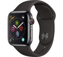 Apple Watch Series 4 40 mm (GPS + Cellular) — nerūsējošā tērauda korpuss, telpa pelēka, melna sporta siksniņa (atjaunota) ANEB07R95G63JT