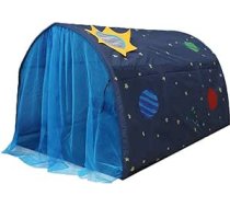 Powcan bērnu unisex telts, rotaļu telts bērniem, Galaxy Starry Sky Playhouse telts, bērnu uznirstošā telts ar dubultā tīkla aizkaru un somu iekštelpu un āra spēlēm, 140 x 100 x 80 cm