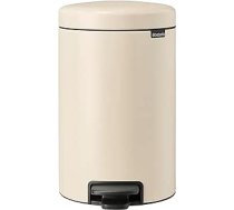 Brabantia - NewIcon Treteimer 12L - Medium Abfalleimer für Küche vai Schlafzimmer - Sanft Schließender Deckel - Leichte Pedalbedienung - Entnehmbarer Inneneimer - Mīksts bēšs - 25 x 34 x 41 cm