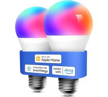 meross Smart LED gaismas spuldze WiFi spuldze darbojas ar Apple HomeKit WiFi lampu, daudzkrāsaina un aptumšojama, saderīga ar Siri, Alexa, Google Home un SmartThings E27 ANEB0CHBC25XXT