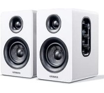 Sanyun SW208 3 collu aktīvie Bluetooth 5.0 plaukta skaļruņi — 60 W oglekļa šķiedras skaļruņu bloks — iebūvēts 24 bitu DAC — dinamiska 3D telpiskā skaņa — 2.0 datora datora monitors (pāris, balts)
