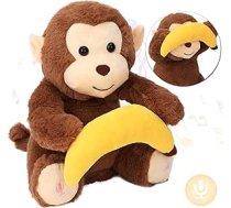 Hopearl Peek A Boo Monkey ar banānu interaktīvi atkārto jūsu teikto plīša rotaļlieta, muzikāla dziedāšana, runājoša plīša rotaļlieta, burvīga elektriskā anime dzimšanas dienas ballīte, brūna, 28 cm