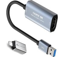 Guermok Video ierakstīšanas karte, 4K Cam Link karte, HDMI uz USB uztveršanas karte, 1080P 60HZ, video ierakstītājs spēlēm, straumēšana, savietojams ar Mac OS sistēmu, Windows operētājsistēmai PS4 PS5, Switch, Xbox1