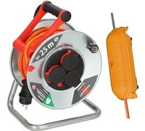 Brennenstuhl Garant S V2 IP44 kabeļa spole (25 m kabelis oranžā krāsā, ražots Vācijā, IP44) un Brennenstuhl seifa kaste Big IP44 (pagarinātāja kabeļa aizsargkārba)