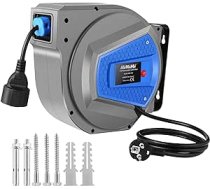 Himimi automātiskā kabeļa spole 15 m + 1 m 1500 W ~ 3000 W kabeļa spole automātiskā barošanas cilindra šļūtenes spoles pagarinājuma kabelis āra sienas stiprinājums, aizsardzība pret pārslodzi, stiprinājums pie sienas griestiem, 180° groz