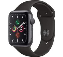 Apple Watch Series 5 44 mm (GPS), alumīnija korpuss, kosmosa pelēks, melna sporta aproce (atjaunota)