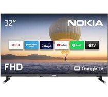 Nokia 32 collu (80 cm) Google TV FHD (WLAN, trīskāršs uztvērējs DVB-C/S2/T2, Google asistents, YouTube, Netflix, DAZN, Prime Video, Disney+) — FN32GE320-2023 ANEB0CP8B7NGJT