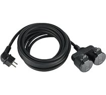 Electraline 55093 būvlaukuma pagarinājuma kabelis 5 m kabelis H07RN-F3G1.5 ar dubultu gumijas savienojumu IP44 lietošanai ārā, melns