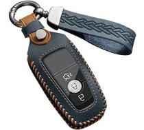 ontto Automašīnas atslēgas korpusa atslēgas vāciņš der Ford Fusion Mustang Explorer F150 Edge Mondeo Mk5 Focus Mk4 2019 2020 2021 Tālvadības pults Key Fob Ādas atslēgas maciņa piederumi 3/4 pogas zils