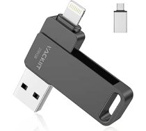 USB zibatmiņa iPhone 256GB Apple Certified, Vackiit USB 3.0 Photo Stick, atmiņas paplašinājums iPad, iOS, OTG Android mobilais tālrunis, dators ar MFI Lightning, USB 3.0, C tips