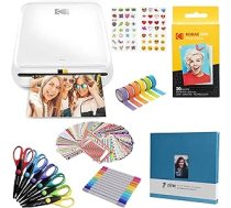 KODAK Step Instant fotoattēlu printeris ar Bluetooth/NFC, cinka tehnoloģiju un Kodak lietotni iOS un Android ierīcēm (balts) albumu komplekts