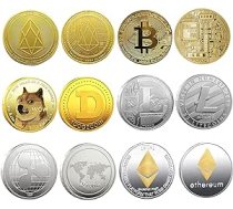 Krisler Bitcoin Coin Collector dāvanu komplekts fiziskai kriptovalūtai | Bitcoin (BTC), Ethereum (ETH), Litecoin (LTC), Ripple (XRP), EOS (EOS), Dogecoin (Doge), zelts un sudrabs (6 iepakojumi) ANEB0953623V6T