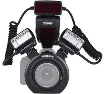 YONGNUO YN24EX E-TTL Macro Blitz Blitzlicht Speedlite 5600K ar 2 Stück Blitzköpfe un 4pcs-Adapterringe for Canon EOS 1DX 5D3 6D 7D 70D 80D kamerām