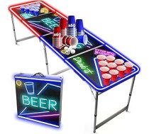 Oficiālais Spotlightholes alus tenisa galds ar caurumu komplektu | Pilna Beer Pong Pack | Iekļauts 1 alus tenisa galds + 120 53 cl krūzes (60 sarkanas un 60 zilas) + 6 galda tenisa bumbiņas | dzeršanas spēles | OriginalCup®