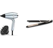 BaByliss Hydro-Fusion matu žāvētājs ar uzlabotu plazmas jonu tehnoloģiju, D773DE, Ice Blue & Super Smooth 235 taisnotāji ar jonu tehnoloģiju 140°C - 235°C ST393E