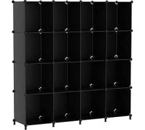 Awtatos ULPZ017 Drēbju skapis ar 16 kubiem, Uzglabāšanas plaukti, DIY plaukti, PP plaukti, plastmasas plaukti, bērnu plaukti, rotaļlietu plaukti, saliekamais skapis, plaukti, stāvus plaukti, melni