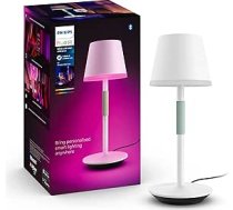 Philips Hue White & Color Ambiance Go pārnēsājama galda lampa, balta, 370 lm, 16 miljoni krāsu, vadāma, izmantojot lietotni un pogu, saderīga ar Amazon Alexa (Echo, Echo Dot)
