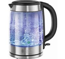 Russell Hobbs Wasserkocher Glas [1,7l, 2200W] Edelstahl (blaue LED Beleuchtung, 1-Tassen-Option, herausnehmbarer Kalkfilter, Wasserstandsanzeige mit Füllmengenmarkierung) Teekocher 21600-57 ANEB073ZFGL21T