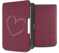 kwmobile korpuss saderīgs ar Pocketbook Touch Lux 3/Basic Lux/Basic Touch 2 korpusu - mākslīgās ādas vāciņš - sirds suka tumši sarkana