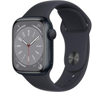 Apple Watch Series 8 (GPS, 41 mm) — Midnight alumīnija futrālis ar Midnight sporta siksniņu (atjaunots)