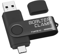 BorlterClamp Type C USB Stick 128 GB, 2 in 1 OTG Memory Stick USB 3.0 Double Port USB C zibatmiņas disks Android viedtālrunim Samsung S10/S9/S8, Huawei, planšetdatoriem un datoriem (melns) ANEB0819MB2M2T