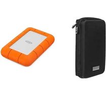 LaCie Rugged Mini 4TB pārnēsājams ārējais cietais disks 2,5 collu USB 3.0 Mac un PC modeļa Nr.: LAC9000633 un Amazon Basics universālais korpuss mazām elektroniskām ierīcēm