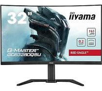iiyama G-Master Red Eagle GCB3280QSU-B1 izliekts 80 cm 31,5 collu VA LED spēļu monitors WQHD HDMI DP USB 3.0 0.2ms 165Hz HDR FreeSync augstuma regulēšana ANEB0C8NNTG43T
