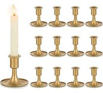 Romadedi sveču turētājs zelta konusveida sveces — 12 sveču statīvu komplekts, metāls, mazs dzelzim. Vintage retro kāzu Pateicības diena Ziemassvētku noformējums Adventes galda noformējums