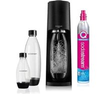 SodaStream Water Carbonator Black Value Pack x3 ar 2 x 1 litru 2 litru pudeles trauku mazgājamām mašīnām un 1 ātrā savienojuma cilindru, Terra Black