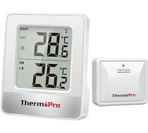 ThermoPro TP200 bezvadu iekštelpu termometrs 2 istabām istabas termometrs ar āra sensora temperatūras mērītāju Termometrs lietošanai iekštelpās Āra termometrs dārzam, dzīvnieku novietnei, siltumnīcai