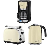 Russell Hobbs brokastu komplekta krāsas + krēms: kafijas automāts 24033-56 [digitālais taimeris] + tējkanna 20415-70 [1,7 L, 2400 W] + tosteris 26551-56 [2 šķēlēm], brokastu sērija