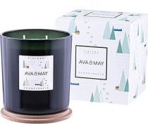 AVA & MAY Somijas lielā aromātiskā svece (500 g) - vegāniska sojas vaska svece ar 70 stundu degšanas laiku - ar augstas kvalitātes fenheļa, krustnagliņu un dzintara smaržu eļļu