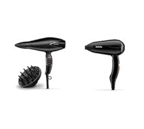 BaByliss Salon Air Brilliance digitālais motora matu žāvētājs D665E & Travel Dry 2000 salokāms viegls ceļojumu matu žāvētājs, melns 2000 vatu 5344E