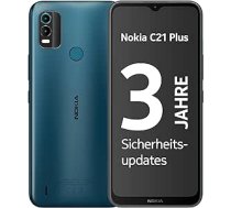 Nokia C21 6,5 collu HD+ Plus viedtālrunis ar rūdītu stiklu, 2/32 GB atmiņa, IP52 sertifikāts, 13 MP divu kameru HDR un panorāma, Clean OS, divu SIM kartu drošības atjauninājumi 2 gadiem, ciāna, C21 Plus ANEB0BG8F2CLWT