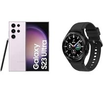 Samsung Galaxy S23 Ultra Android viedtālrunis, 256 GB, 5000 mAh akumulators + Galaxy Watch4 Classic, apaļš Bluetooth viedpulkstenis, Wear OS [ekskluzīvi Amazon] ANEB0BV3F9GXNT