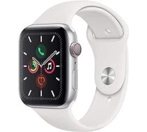 Apple Watch Series 5 44 mm (GPS + Cellular) — Aluminiumgehäuse Silber Weiß Sportarmband (Generalüberholt)