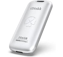 iDiskk 256 GB ārējais cietvielu disks līdz 2000 MB/s, USB 3.2 Gen 2x2 USB-C SSD, augstas veiktspējas SSD ar USB-C kabeli, kabatas izmērs 2000 MB/s USB-C zibatmiņas disks, fotoattēlu atmiņas karte (sudraba)