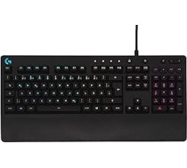 Logitech G213 Gaming Keyboard Prodigy, RGB apgaismojums, programmējami G taustiņi, multivides vadības ierīces, integrēts plaukstu balsts, drošs pret šļakatām, vācu QWERTY izkārtojums, melns ANEB01L6L46LKT
