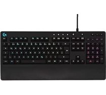 Logitech G213 Gaming Keyboard Prodigy, RGB apgaismojums, programmējami G taustiņi, multivides vadības ierīces, integrēts plaukstu balsts, drošs pret šļakatām, vācu QWERTY izkārtojums, melns