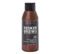 REDKEN Brews 3-in-1 šampūns, kondicionieris un ķermeņa mazgāšanas līdzeklis visiem ādas un matu tipiem, 50 ml