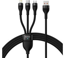 3in1 USB uz USB-C / iPhone Lightning / mikro USB kabelis 1,2 m - melns