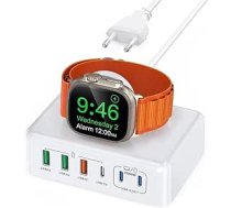130 W uzlādes stacija Apple Watch 6 portu USB C lādētājs ar USB-C un USB-A, ātrā lādētāja PD 3.0 barošanas adaptera barošanas avots MacBook Pro/Air, iPad, iPhone 15 14 13 12 Pro Max, Samsung, Mobile ANEB0CKT8FKT9T