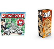 Monopola spēle, ģimenes galda spēle 2 līdz 6 spēlētājiem un Hasbro Gaming Jenga Classic, bērnu spēle, kas veicina reakcijas ātrumu, no 6 gadiem ANEB0BV2VYTHBT